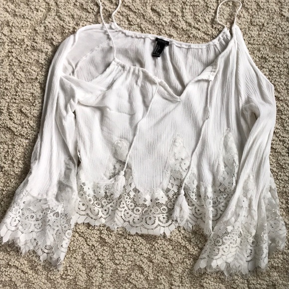 Forever 21 Tops - Flowy open shoulder lace trip top
